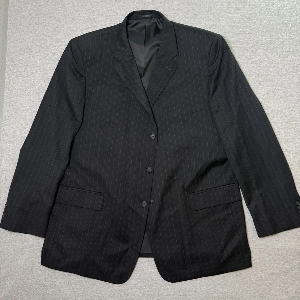 Petrocelli Roger Stuart Mens Black Suit‎ 50L Wool Cashmere Blazer Pants Classic